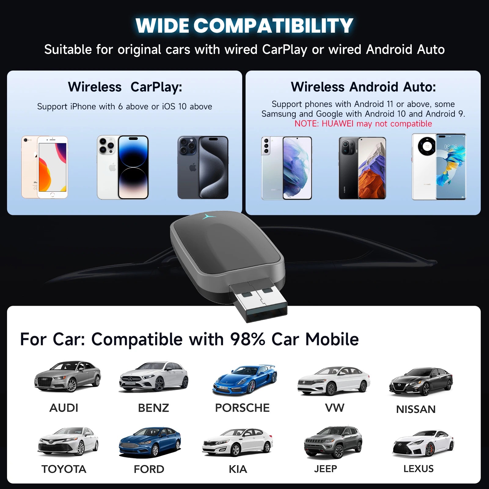 Gambar produk SPEDAL Wireless CarPlay Adapter USB Dongle Android Auto Bluetooth - OT110