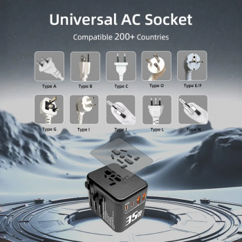 Gambar produk YuHome Universal Travel Adaptor Multi Port Type C UK EU USA GaN 35W - YH390