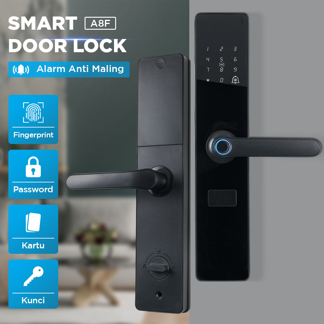 Tropernic Smart Door Lock Fingerprint Password Card RFID Alarm - A8F Gambar produk Tropernic Smart Door Lock Fingerprint Password Card RFID Alarm - A8F