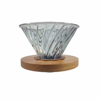 Gambar produk ANTM Filter Penyaring Kopi V60 Coffee Dripper with Walnut Tray - SD-8106