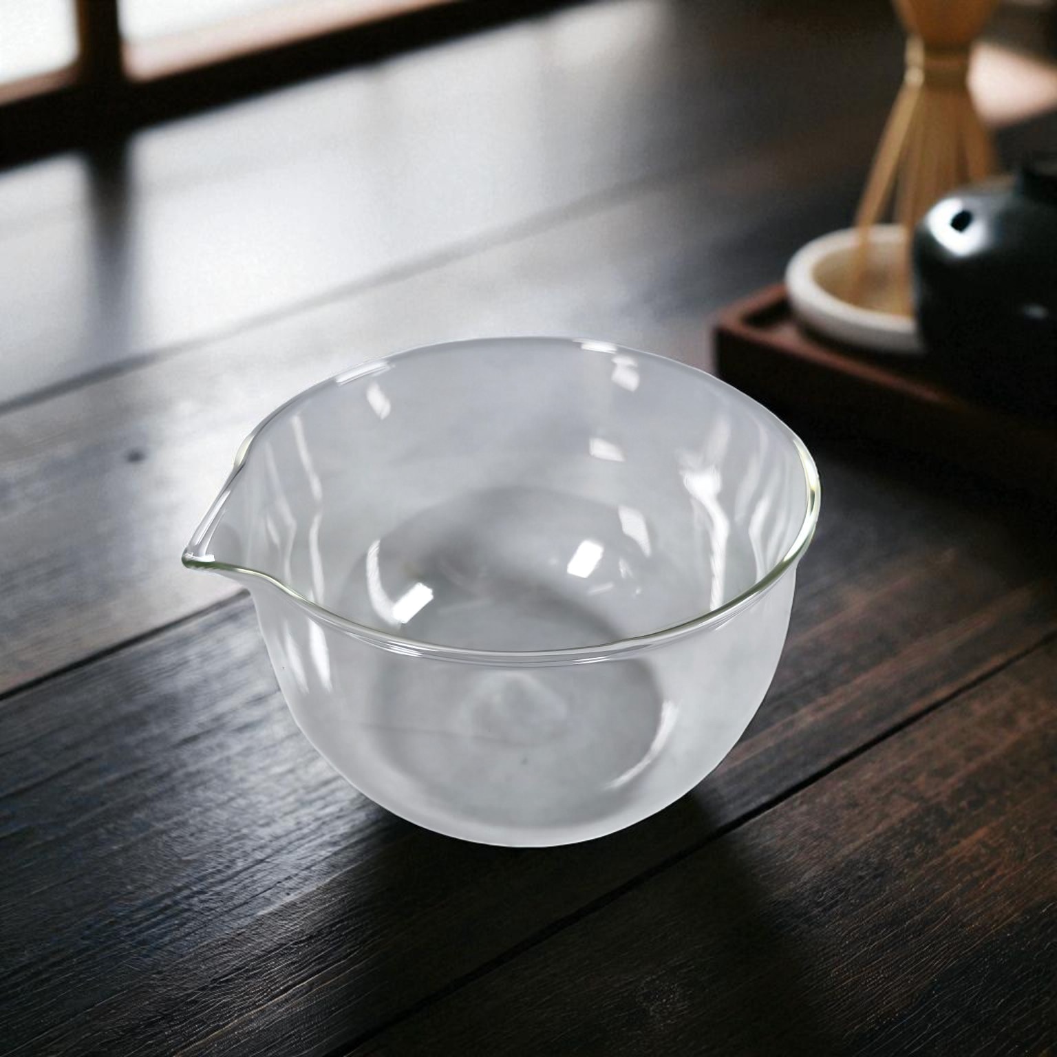 Gambar produk OYCHA Mangkuk Teh Chawan Kaca Transparent Japanese Matcha Bowl Small Round - OY-12