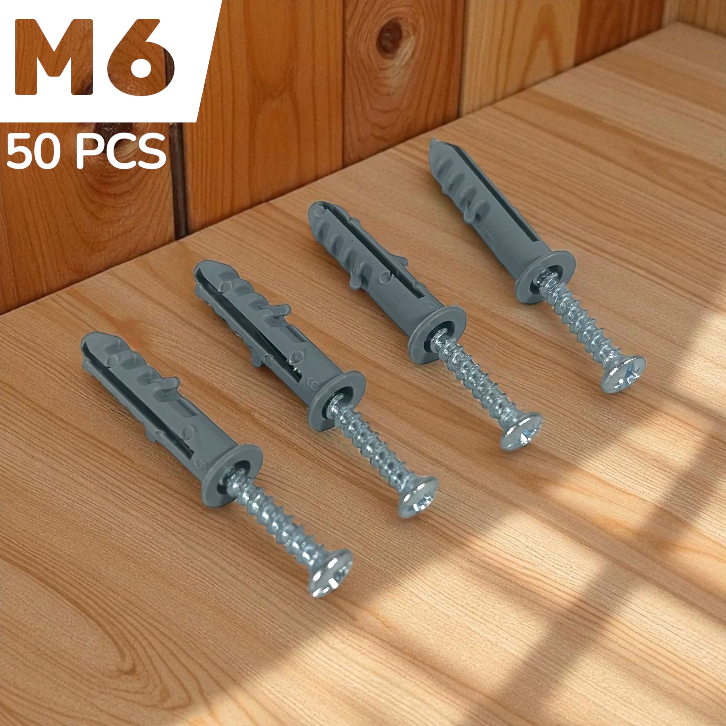 Gambar produk Taffware Expansion Screw Pipe Nylon Wall Anchors Packed Tube with Nail M6
