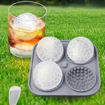 FOSOE Cetakan Es Batu Silikon Bola Golf 4 Grid Ice Cube Mold - FS4