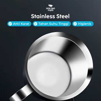 One Two Cups Gelas Kopi Milk Frother Stainless Steel 400ml - WZ0011 Gambar produk One Two Cups Gelas Kopi Milk Frother Stainless Steel 400ml - WZ0011