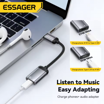 Gambar produk ESSAGER Kabel Adapter Audio OTG USB Type C to Lightning 15cm - EYPTL-LT0G-P