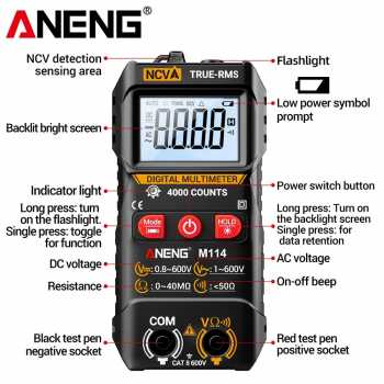 Gambar produk ANENG Digital Multimeter Mini Voltage Tester True RMS - M114