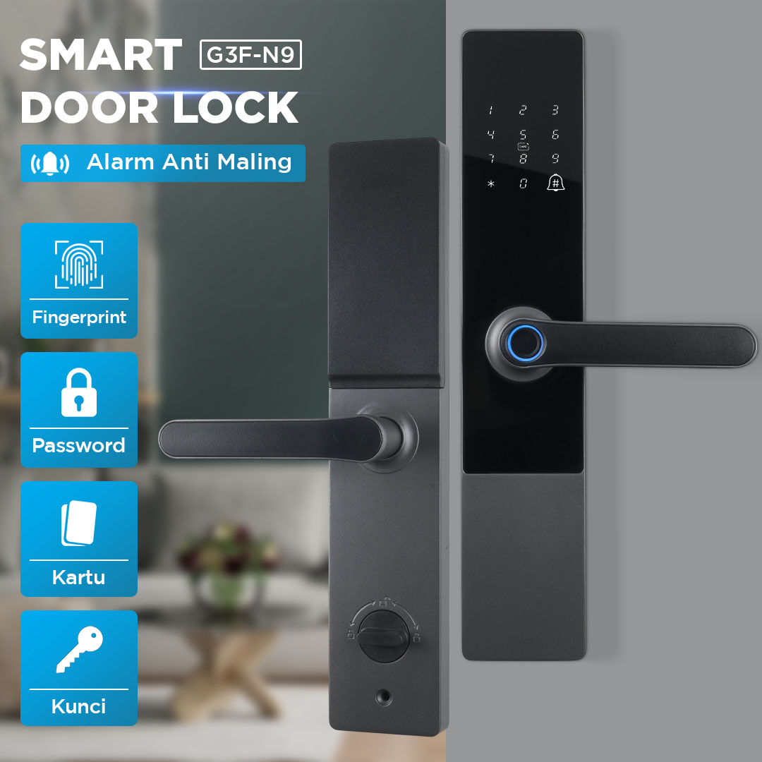 MAISUSTY Smart Door Lock Fingerprint Password Card RFID Alarm - G3F-N9 Gambar produk MAISUSTY Smart Door Lock Fingerprint Password Card RFID Alarm - G3F-N9