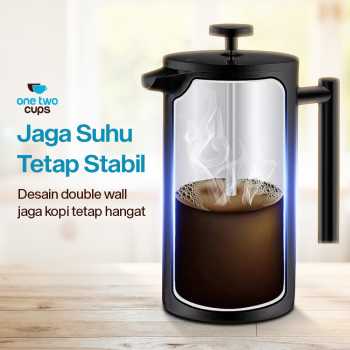 Gambar produk One Two Cups French Press Coffee Maker Pot Plunger Stainless Steel 350ml - FP1L