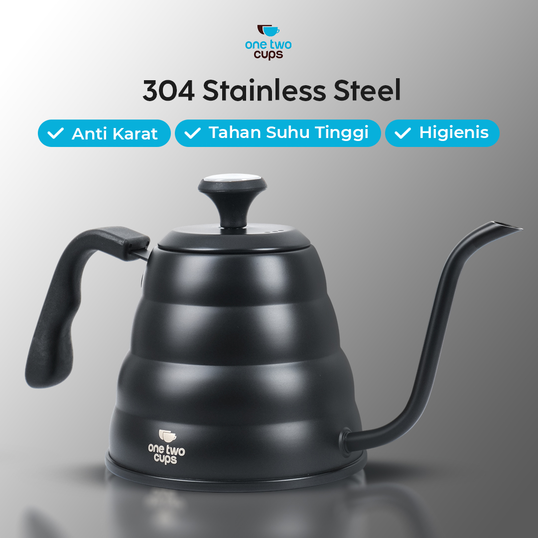 Gambar produk One Two Cups Teko Kopi Leher Angsa Pour Over Drip Kettle Thermometer 1.2L - KE4012