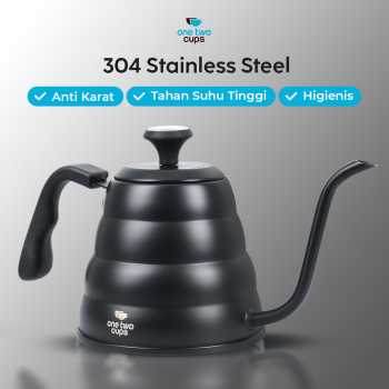 Gambar produk One Two Cups Teko Kopi Leher Angsa Pour Over Drip Kettle Thermometer 1.2L - KE4012