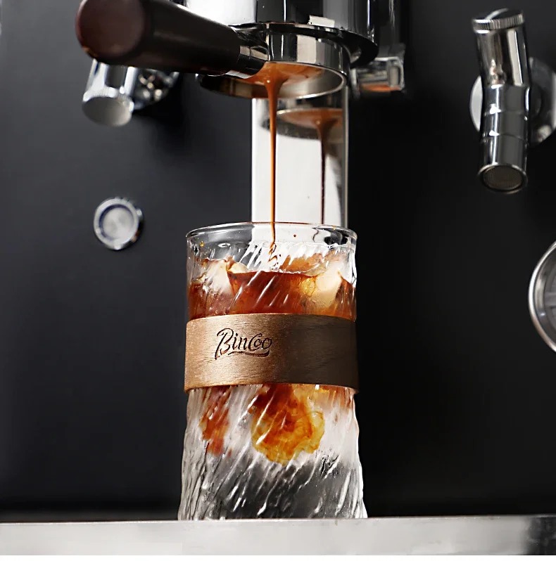 Gambar produk BINCOO Gelas Kopi Borosilikat Heat Resistant with Bamboo Ring 410ml - P-410