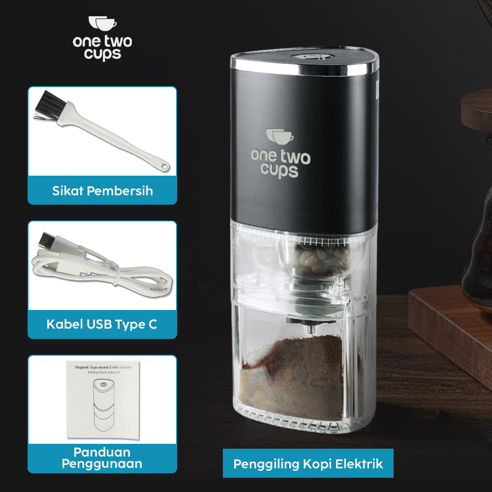 Gambar produk One Two Cups Penggiling Kopi Elektrik Coffee Grinder Adjustable 155ml - ZT-003