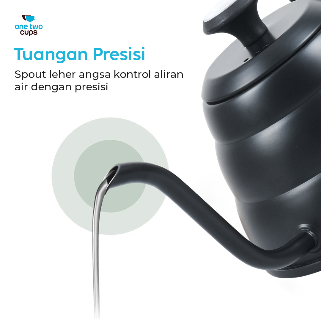 One Two Cups Teko Kopi Leher Angsa Pour Over Drip Kettle Thermometer 955ml - KE4012 Gambar produk One Two Cups Teko Kopi Leher Angsa Pour Over Drip Kettle Thermometer 955ml - KE4012