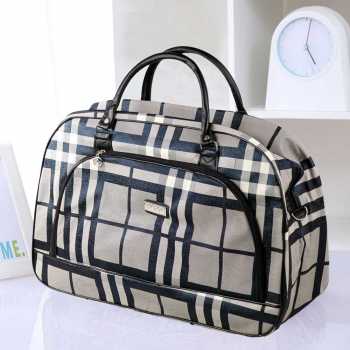 Gambar produk Rhodey RAIMIQI SEMOR Tas Jinjing Duffle Bag PU Leather Unisex 20 Inch Black Gray Grid - CB001