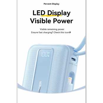 Gambar produk Essager Power Bank Digital Display USB C Builtin Cable 22.5W 20000mAh - ES-D024