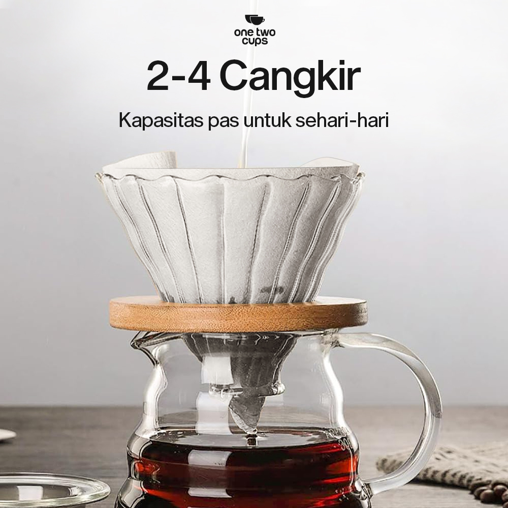 One Two Cups Kertas Saringan Kopi Filter Paper V60 2-4 Cups 100 PCS - V02 Gambar produk One Two Cups Kertas Saringan Kopi Filter Paper V60 2-4 Cups 100 PCS - V02