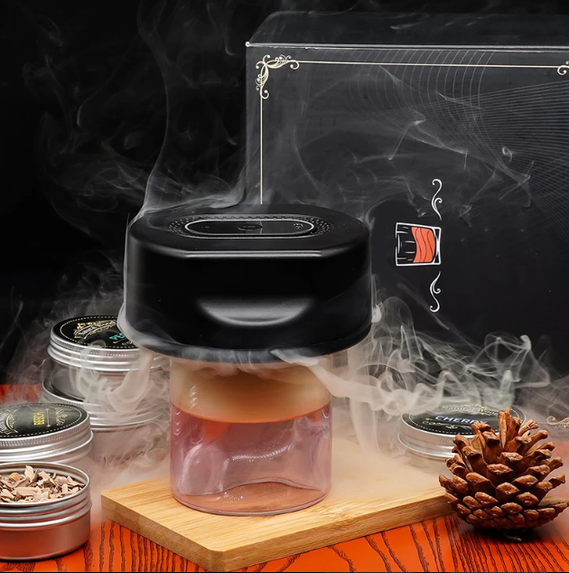 Gambar produk WOODER Alat Pengasap Electric Whisky Cocktail Smoker Kit Natural Wood - KZ-31