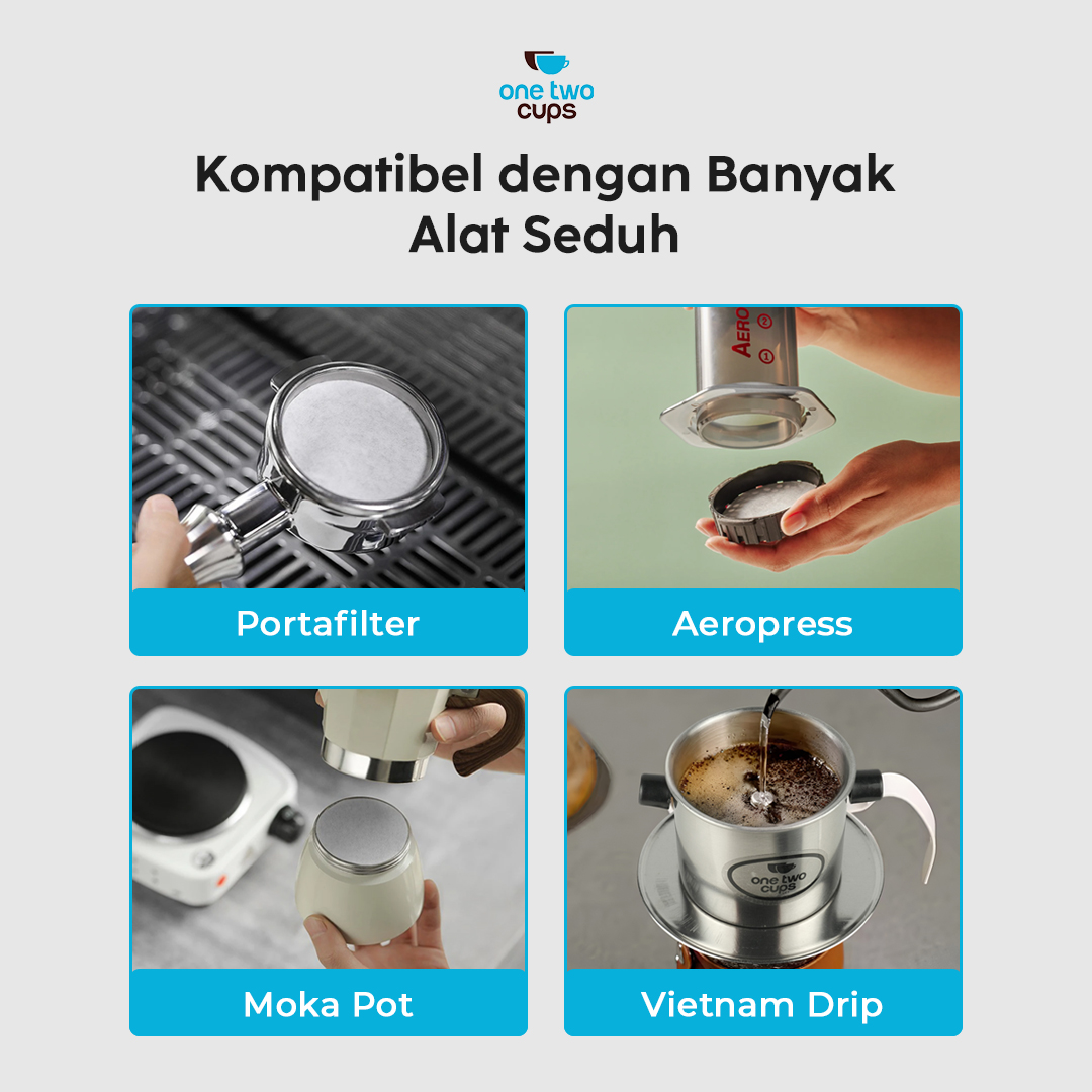 Gambar produk One Two Cups Kertas Saringan Kopi Coffee Filter Paper Moka Pot 100 PCS 42mm - OJ-1