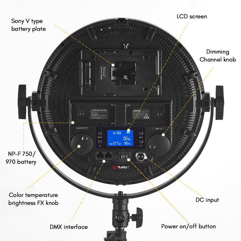 Gambar produk TOLIFO Lampu Kamera Foto Video Flashlight Studio Circle LED RGB 60W - R-S60RGB