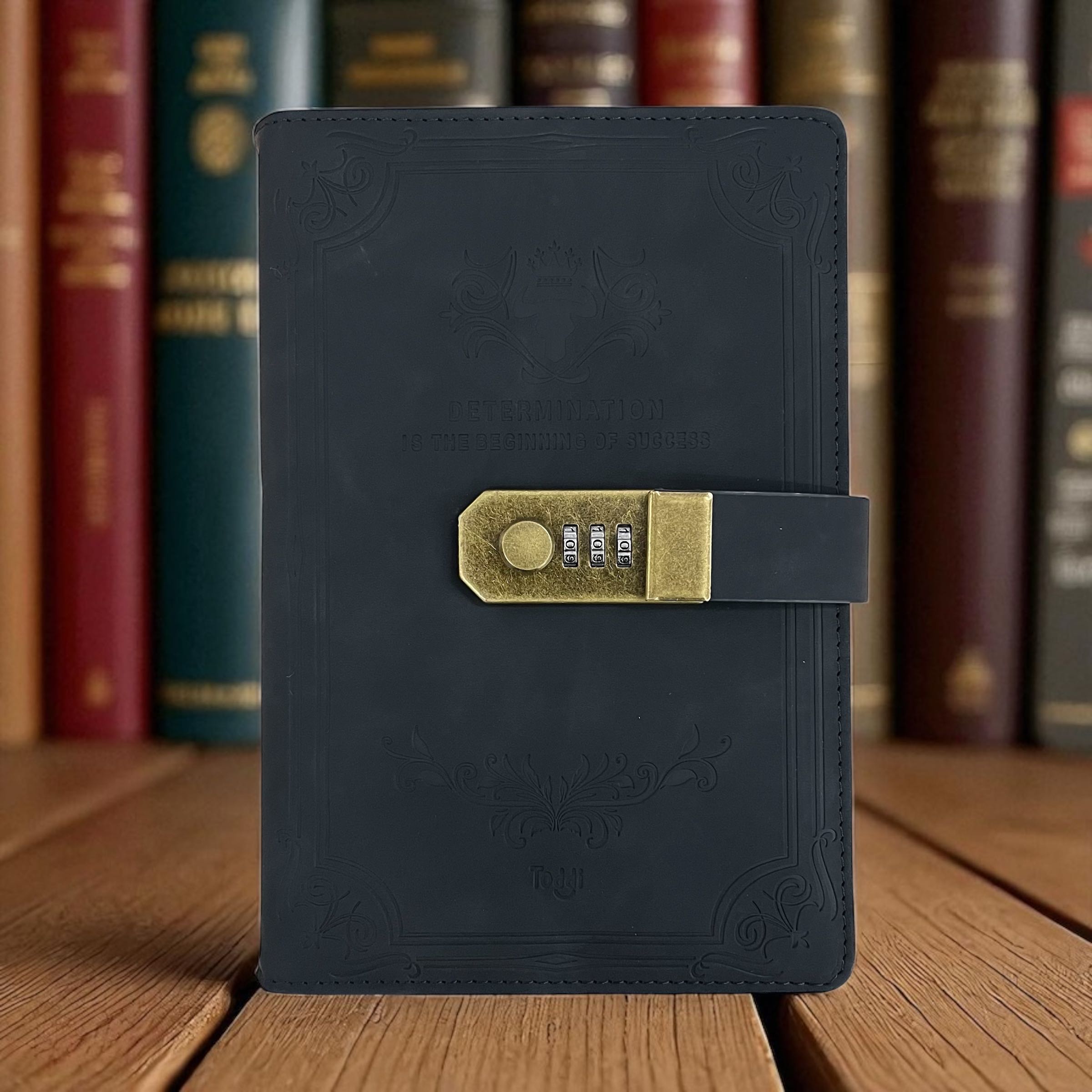 Gambar produk Toddi Buku Jurnal Leather Diary A5 68GSM 200 Halaman Grid with Lock - TD100