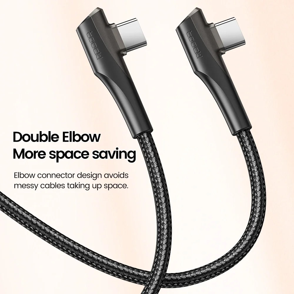 Gambar produk Toocki Kabel Data Type C to Type C Fast Charging Elbow 100W 5A 1M - TXCTT1-ZX01