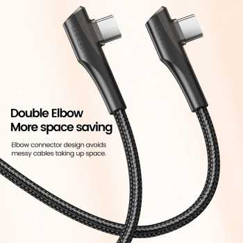 Gambar produk Toocki Kabel Data Type C to Type C Fast Charging Elbow 100W 5A 1M - TXCTT1-ZX01