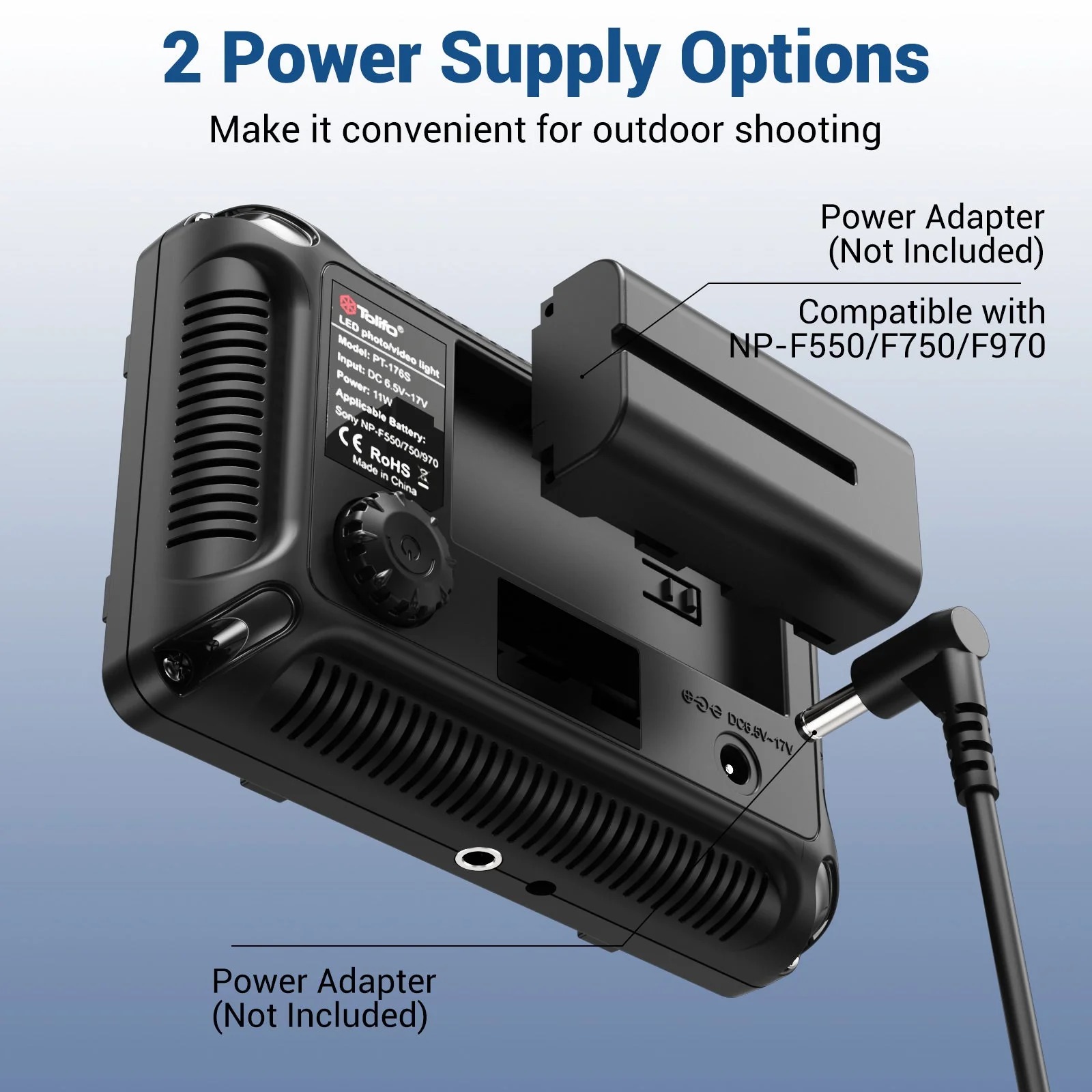 Gambar produk Tolifo Lampu LED Kamera Video Studio Fill Light Rechargeable 11W - PT-176S
