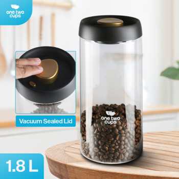 One Two Cups Toples Kaca Penyimpanan Biji Kopi Vacuum Sealed Lid - SE41