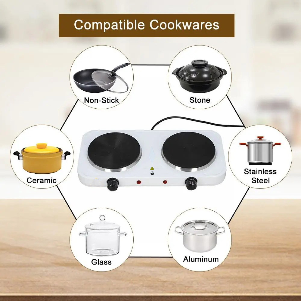 Gambar produk Taffware Kompor Listrik 2 Tungku Portable Hot Plate 2000W - WY-04B