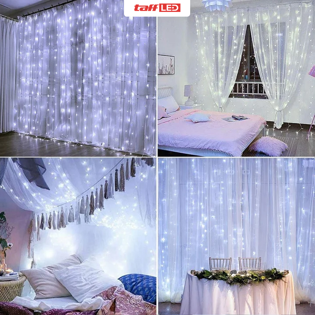 Gambar produk TaffLED Lampu Hias Gorden String Lights 3x3M 300 LED Cool White 18W - 300L