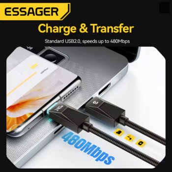 Gambar produk ESSAGER Kabel Data USB Type C Multifungsi Fast Charging 100W 1M