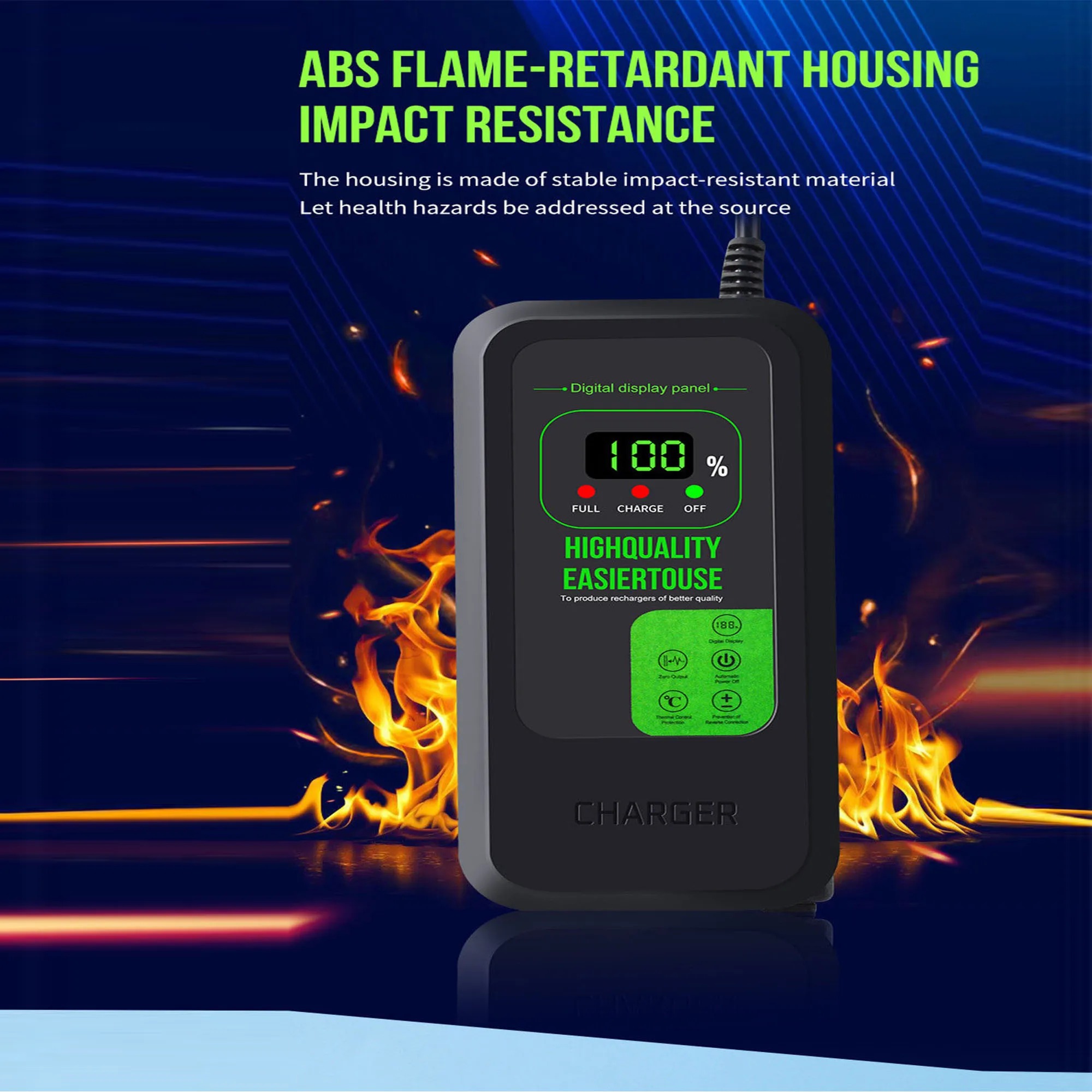 Gambar produk TASKOOD Charger Aki Sepeda Listrik 5 Phase Battery Charger Portable 72V 20Ah - TAH-60