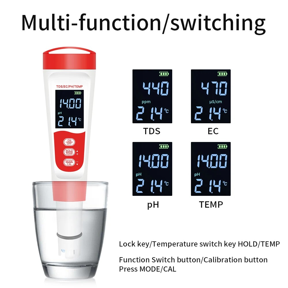Gambar produk TOONEY Alat Pengetes Air Water Purity Quality Tester Digital 4in1 - TN359