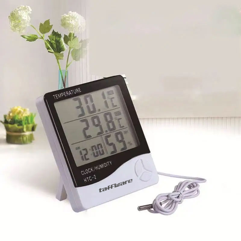 Gambar produk Taffware Alat Pengukur Suhu Humidity Digital Temperature Meter Clock - HTC-2