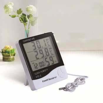 Gambar produk Taffware Alat Pengukur Suhu Humidity Digital Temperature Meter Clock - HTC-2