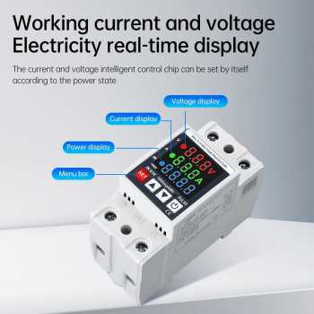 Gambar produk Gaqqee MCB Digital Din Rail Over Voltage Current Protector 63A 230V - A37T