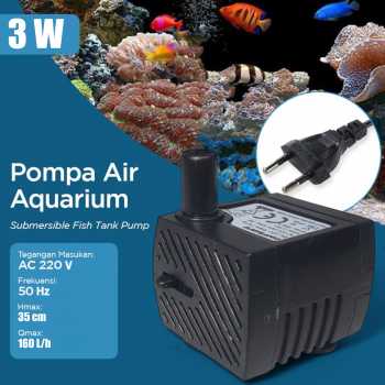 Taffware Pompa Air Mini Aquarium Ikan Submersible Pump Fish Tank 220V - BK-333/200