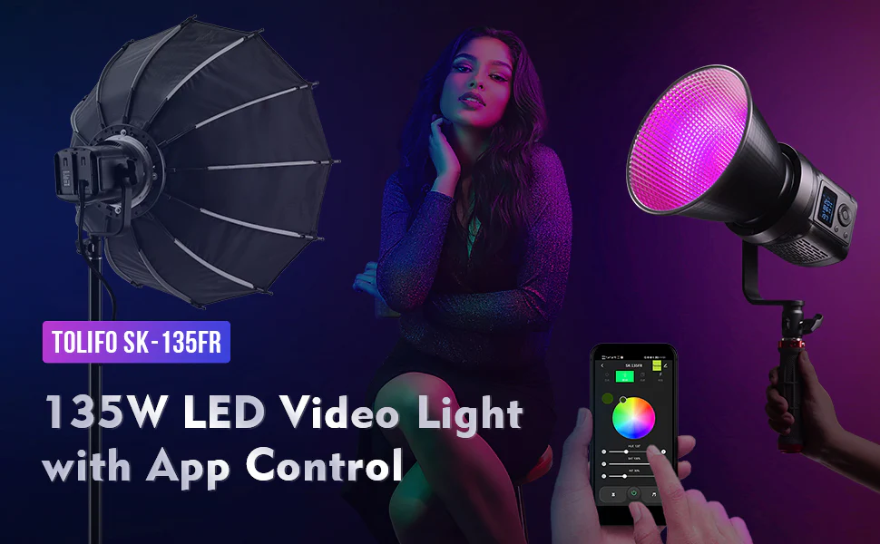 Gambar produk Tolifo Lampu Video LED Portabel RGB COB Video Light 135W 6500K - SK-135FR