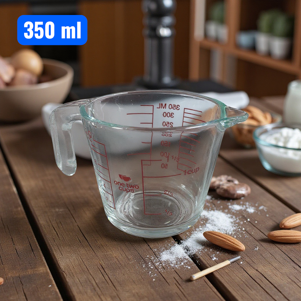 Gambar produk One Two Cups Gelas Ukur Takaran Kaca Microwave Heating Glass Cup 350ml - GG-18
