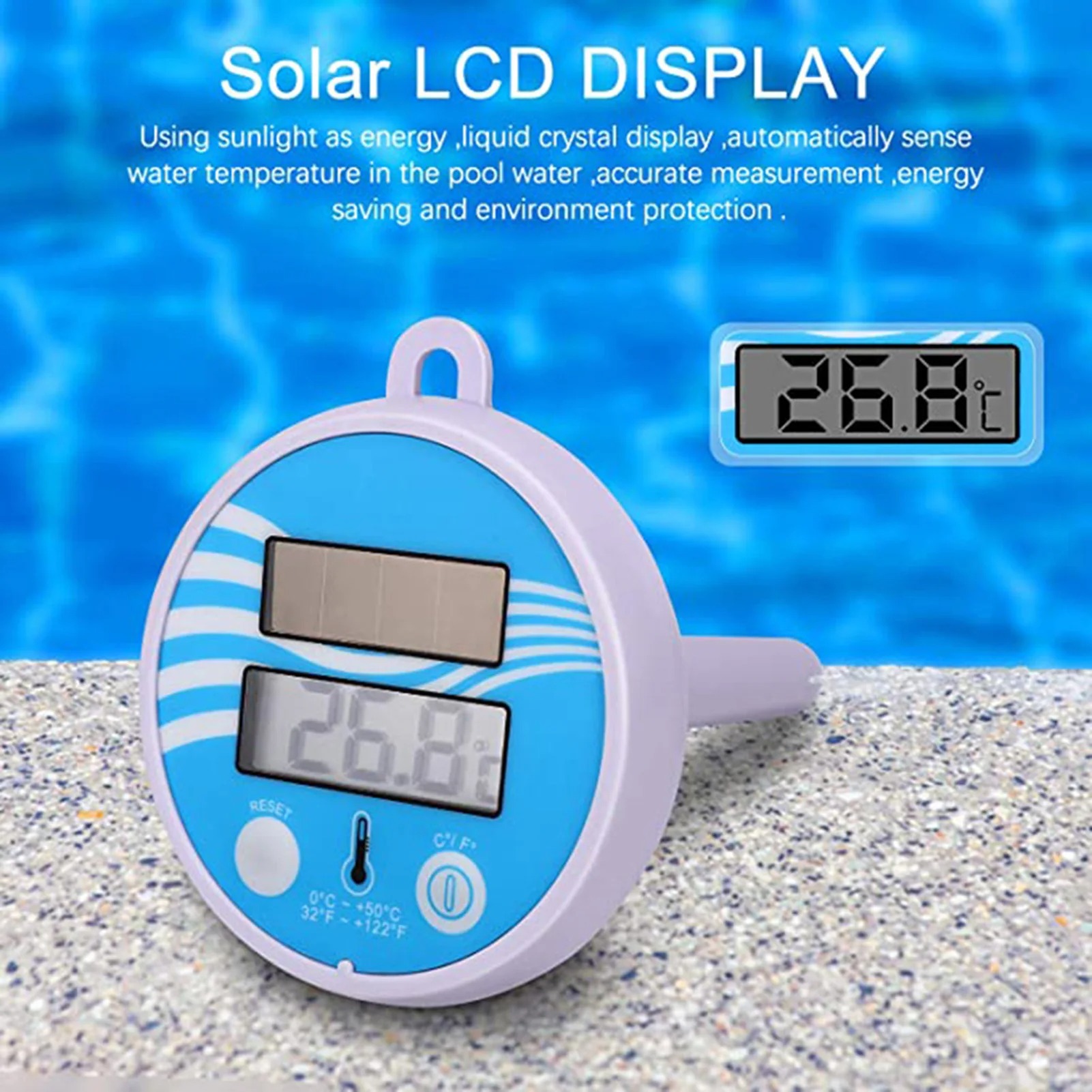 Gambar produk SKEIDO Termometer Kolam Renang Solar Panel Pool Floating Thermometer - SK-11