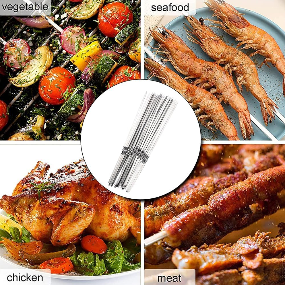 Gambar produk NICON Tusuk Sate Stainless Steel BBQ Skewers Reusable 33cm 100PCS - LN8