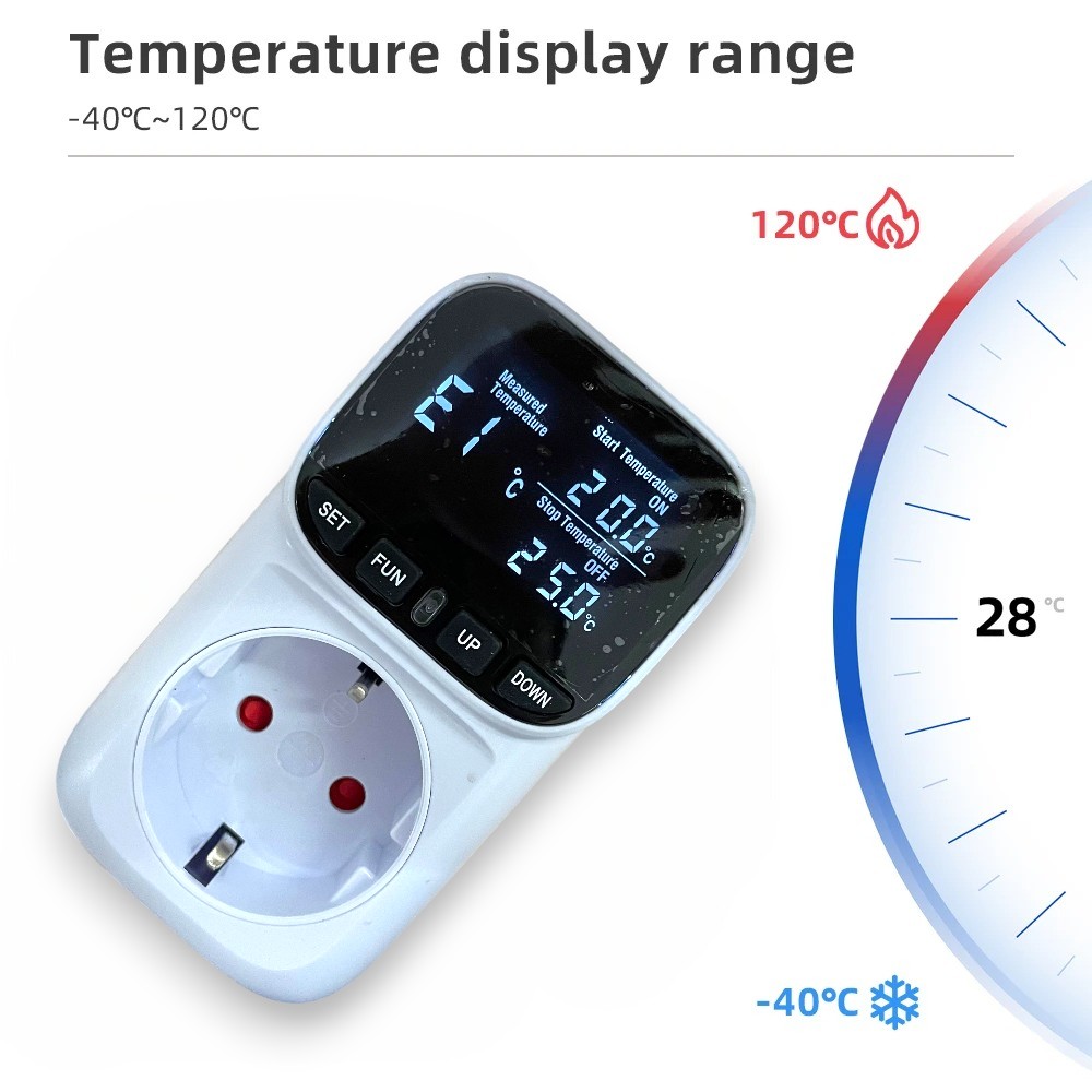 YIERYI Stop Kontak Termometer Digital Timer Programmable EU 16A 230V - TC02 Gambar produk YIERYI Stop Kontak Termometer Digital Timer Programmable EU 16A 230V - TC02