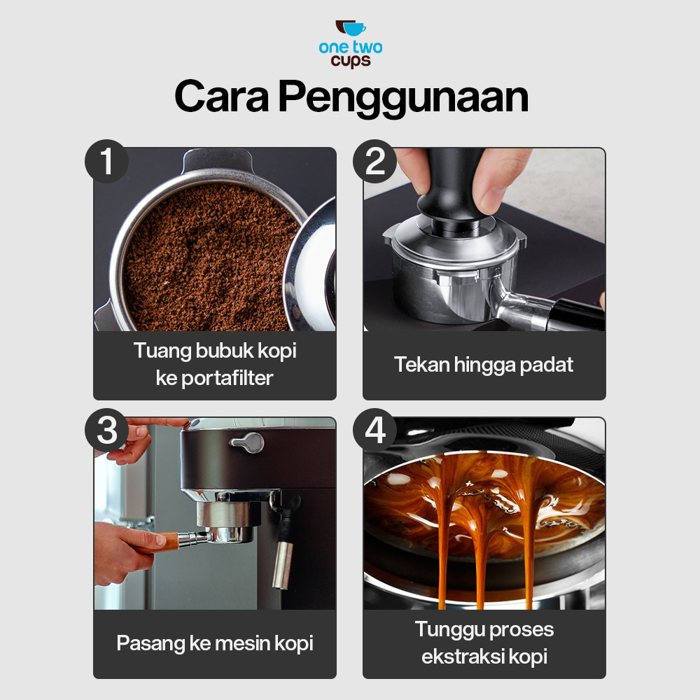 Gambar produk One Two Cups Tamper Kopi Espresso Base Spring Loaded Stainless Steel 58mm - FEN59