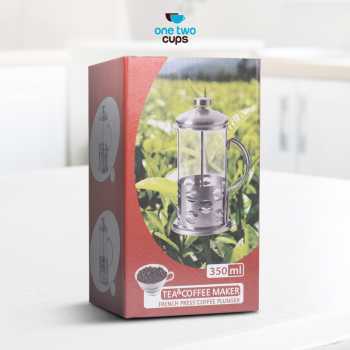Gambar produk One Two Cups French Press Coffee Maker Pot Plunger Borosilicate 350ml Stripe - KG72I