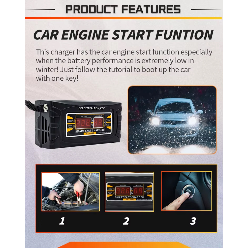 Gambar produk SUNCHONGLIC Charger Aki Mobil Motor Intelligent Battery Charger 12V 6A - 1206D