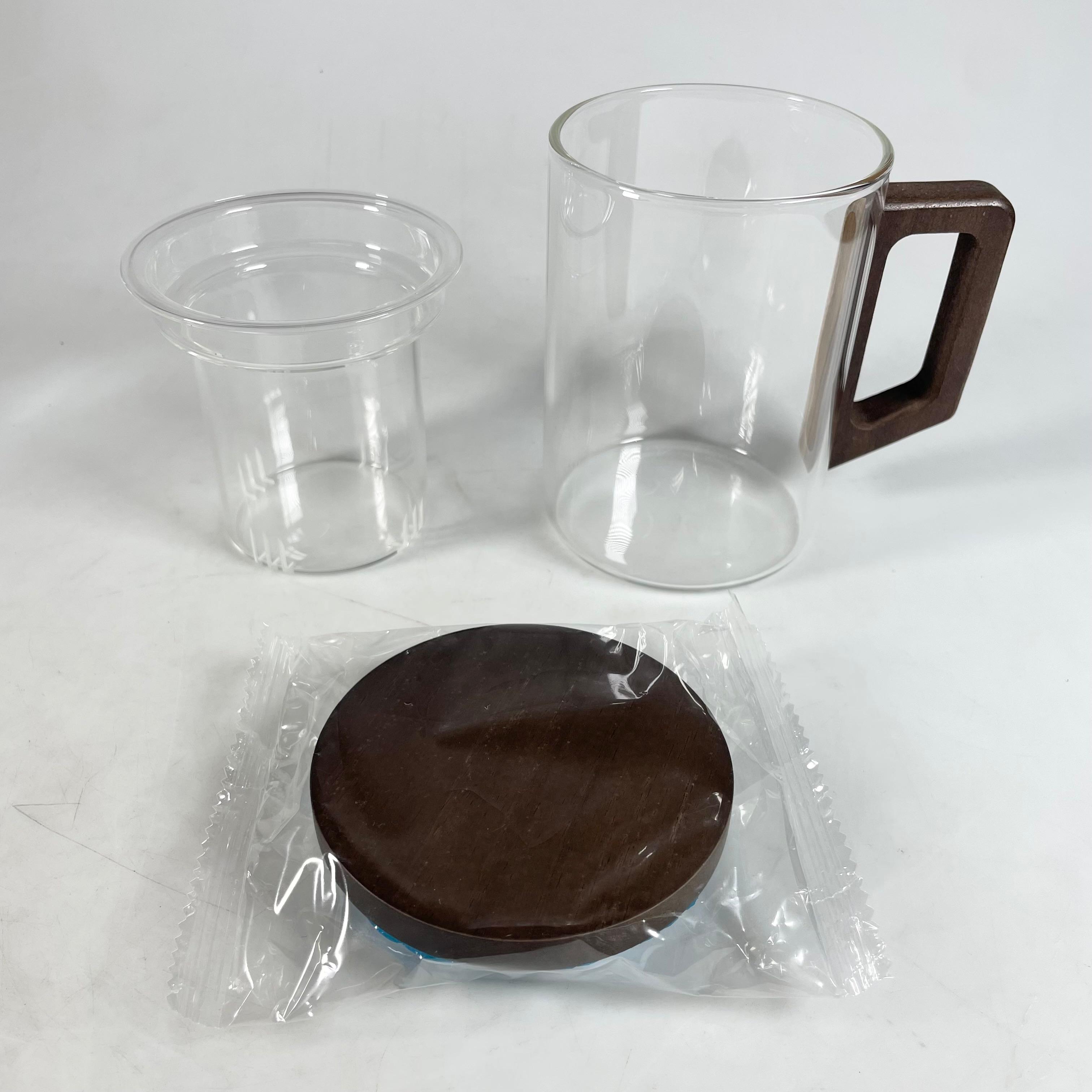 Gambar produk KSO Cangkir Teh Saringan Kaca Kayu Tahan Panas Infuser Mug 400ml - K4