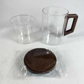Gambar produk KSO Cangkir Teh Saringan Kaca Kayu Tahan Panas Infuser Mug 400ml - K4