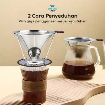 One Two Cups Saringan Kopi Stainless Steel 304 Filter V60 Large - F-412 Gambar produk One Two Cups Saringan Kopi Stainless Steel 304 Filter V60 Large - F-412