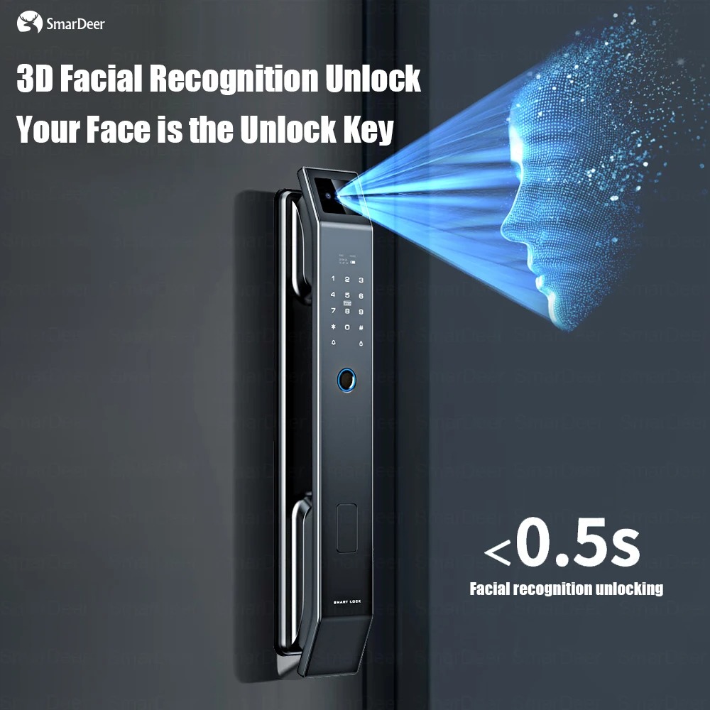 Gambar produk Smardeer Smart Door Lock Fingerprint Face Recognition Password Tuya - B35