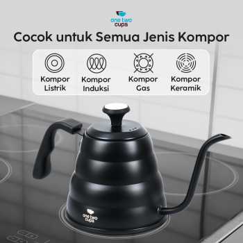Gambar produk One Two Cups Teko Kopi Leher Angsa Pour Over Drip Kettle Thermometer 1.2L - KE4012